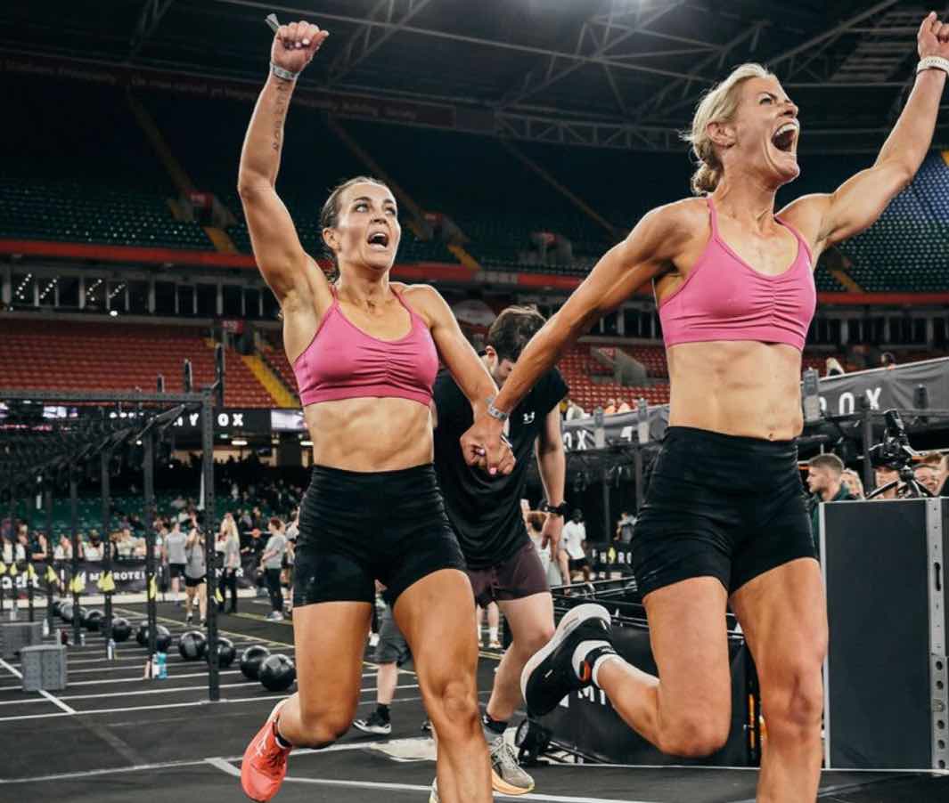 NewWave Fitness Members Supporting Each Other as They Finish a Hyrox Race